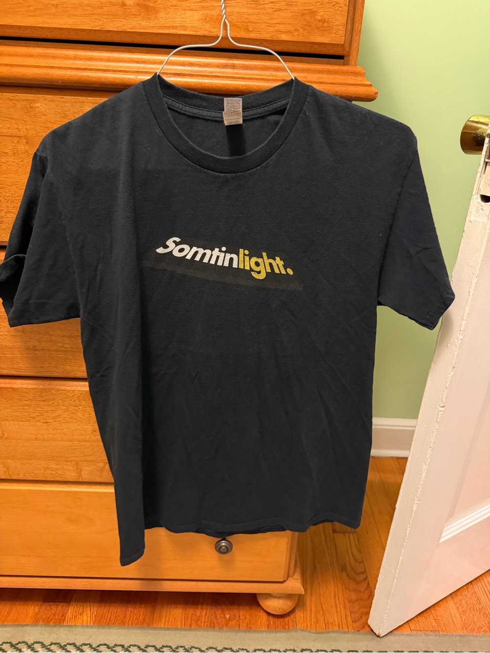 Gildan Black Tee with Yellow Accent 'Somtinlight' Graphic